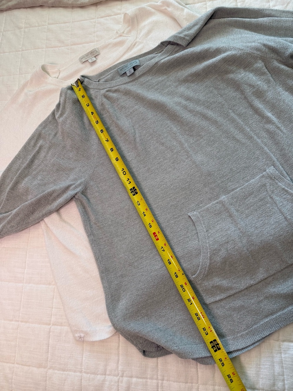 Barefoot Dreams Cozychic Ultra Lite Crewneck Sweater Pair in green and white - Picture 5 of 9
